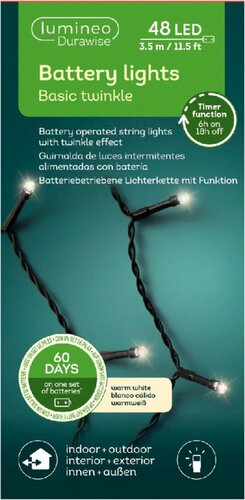 Durawise Twinkle batterijverlichting 170CM/24L warm wit - afbeelding 1