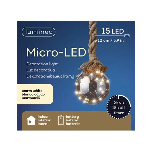 Microled bal l80bd10cm 15l w.wit bo - afbeelding 1